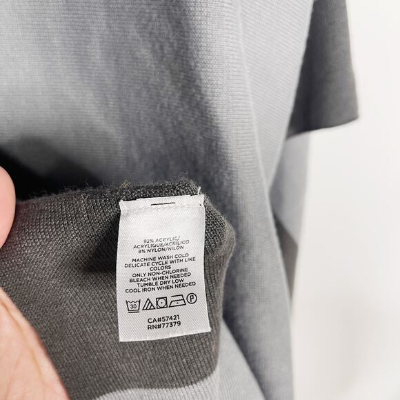 Ann Taylor XS/ S Gray Two Tone Poncho Sweater Oversized Cowl Neck Cozy Warm - Picture 9 of 10